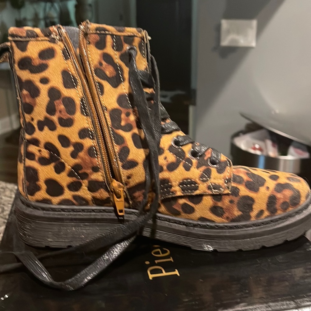 Leopard Print Combat boot style